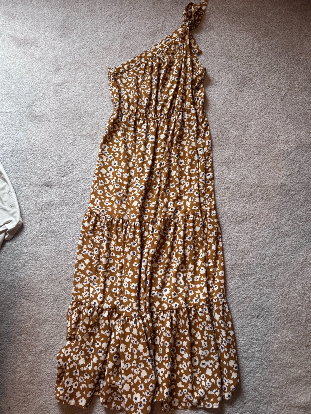 Women’s Mustard Floral Tiered Maxi Skirt